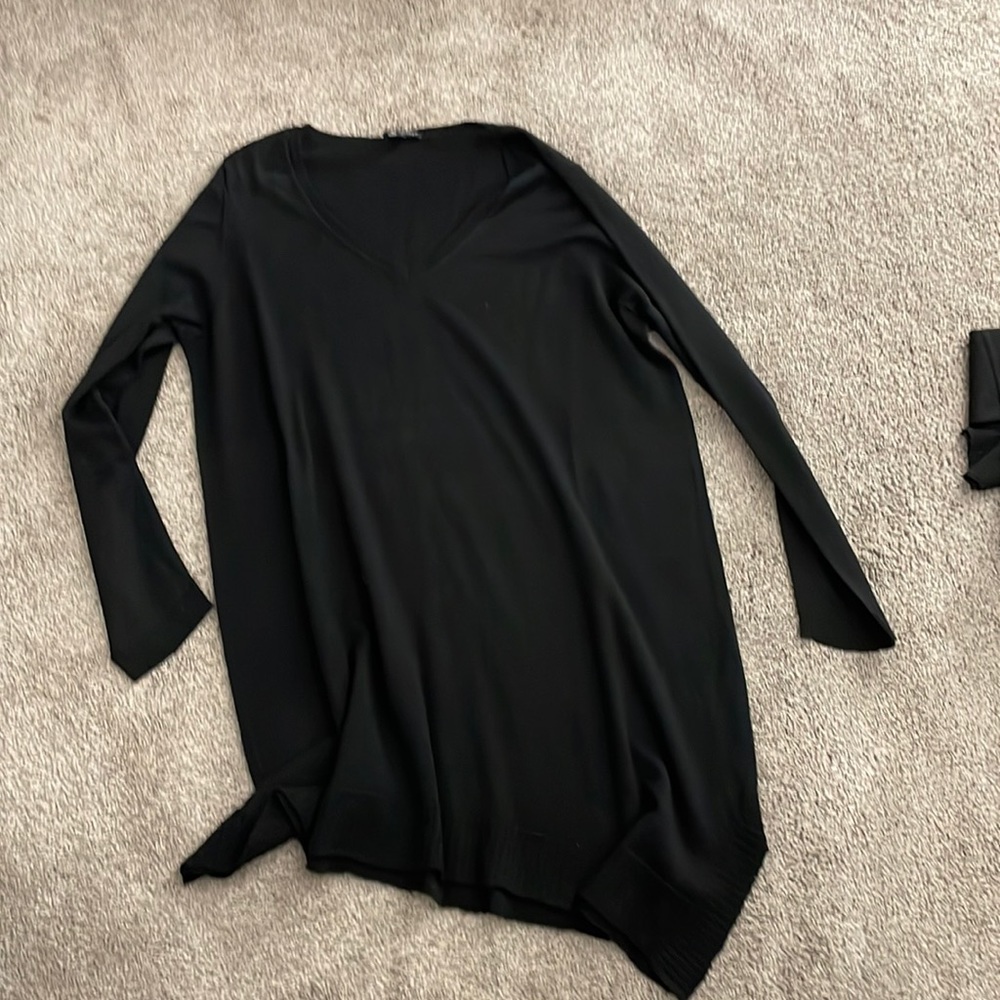 1x Eileen fisher Asymmetrical black wool sweater dress